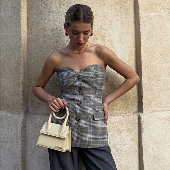 Zara Plaid Bustier Top New - Picture 1 of 4